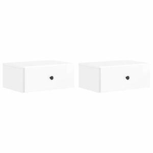 vidaXL Dulap de noapte suspendat cu sertar 2 pcs Alb foarte lucios imagine