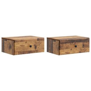 vidaXL Dulap de noapte suspendat 2 pcs Lemn vechi 49 x 34, 5 x 20 cm imagine