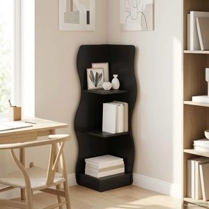 vidaXL Raft de colț cu raft Negru 34 x 33 x 102 cm Lemn prelucrat imagine