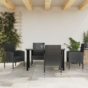 vidaXL Set mobilier de grădină, 5 piese, negru, poliratan și oțel imagine