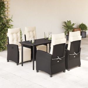 vidaXL Set mobilier de grădină, 5 piese, negru, poliratan și sticlă imagine