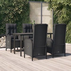 vidaXL Set mobilier de grădină cu perne, 5 piese, negru, poliratan imagine