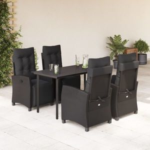 vidaXL Set mobilier de grădină cu perne, 5 piese, negru, poliratan imagine