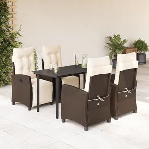 vidaXL Set mobilier de grădină, 5 piese, cu perne, maro, poliratan imagine