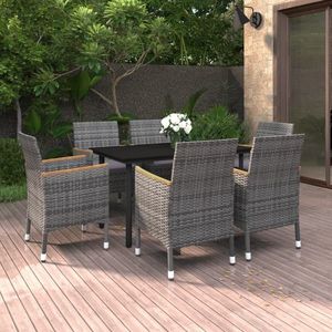 vidaXL Set mobilier de grădină cu perne, 7 piese, poliratan și sticlă imagine