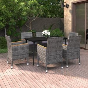vidaXL Set mobilier de grădină cu perne, 7 piese, poliratan și sticlă imagine
