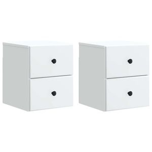 vidaXL Dulap de noapte suspendat cu sertar 2 pcs Alb 34, 5 x 33 x 40 cm imagine