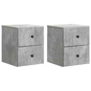 vidaXL Dulap de noapte suspendat 2 pcs Gri Beton 34, 5 x 33 x 40 cm imagine