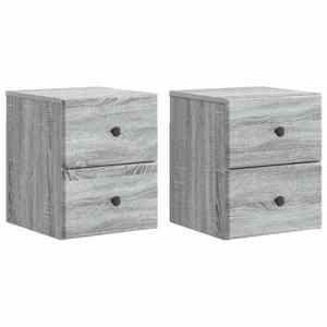 vidaXL Dulap de noapte suspendat 2 pcs Sonoma gri 34, 5 x 33 x 40 cm imagine