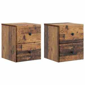 vidaXL Dulap de noapte suspendat 2 pcs Lemn vechi 34, 5 x 33 x 40 cm imagine