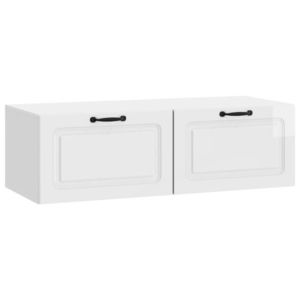 vidaXL Oglindă TV montată pe perete Alb foarte lucios 98 x 41 x 30 cm imagine