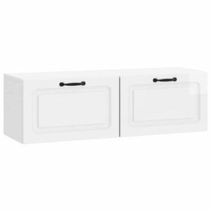 vidaXL Oglindă TV montată pe perete Alb foarte lucios 98 x 31 x 30 cm imagine