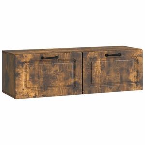 vidaXL Oglindă TV montată pe perete Stejar fumuriu 98 x 31 x 30 cm imagine
