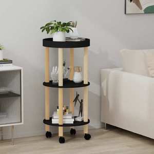 vidaXL Masă cărucior 3 niveluri negru 38x38x82cm lemn prelucrat/pin imagine