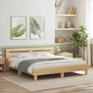 vidaXL Cadru de pat cu tăblie stejar sonoma 180x200 cm lemn prelucrat imagine