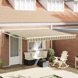 vidaXL Cortina Retractabilă Manual Verde și alb 400 × 300 cm imagine
