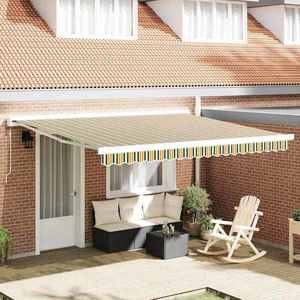vidaXL Cortina Retractabilă Manual Verde și alb 400 × 350 cm imagine
