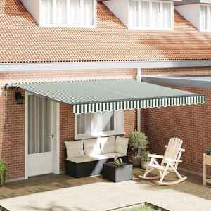 vidaXL Cortina Retractabilă Verde și alb 400 × 350 cm imagine