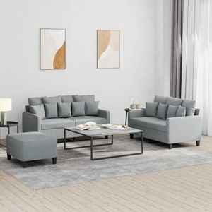 vidaXL Canapea cu 3 locuri, material textil, gri deschis imagine