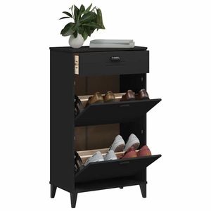 vidaXL Pantofar „VIKEN”, negru, lemn prelucrat imagine