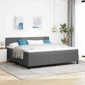 vidaXL Pat cu arcuri cu headboard Gri deschis și alb. 200 x 200 cm imagine
