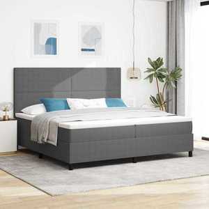 vidaXL Pat cu arcuri cu headboard Gri deschis și alb. 200 x 200 cm imagine