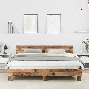 vidaXL Cadru de pat Lemn vechi 203 x 185 x 70 cm Lemn compozit imagine