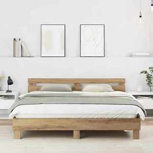 vidaXL Cadru de pat Stejar Artizanal 203 x 185 x 70 cm Lemn compozit imagine