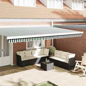 vidaXL Înlocuire pentru faldurile de awning Verde și alb 480 x 20 cm imagine