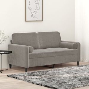 vidaXL Canapea cu 2 locuri cu perne&pernuțe gri deschis 140 cm catifea imagine