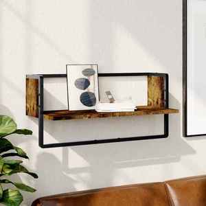 vidaXL Raft de perete cu bare, stejar fumuriu, 65x25x30 cm imagine