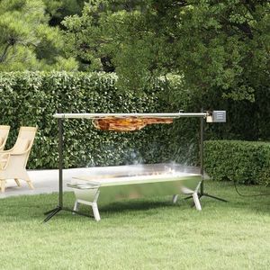 vidaXL Tavă pentru grătar, argintiu, 118x42x30, 5 cm, oțel inoxidabil imagine