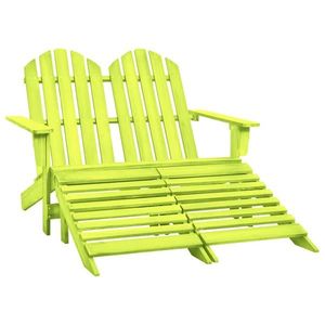 vidaXL Scaun de grădină Adirondack 2 locuri & otoman, verde, lemn brad imagine
