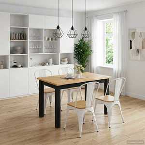 VidaXL Masă de dining EKAI Negru 112 x 70 x 76, 5 cm Lemn masiv de pin imagine
