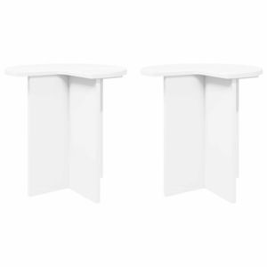 vidaXL Masă laterală 2 pcs Alb Ø 39 x 38 cm Lemn prelucrat imagine