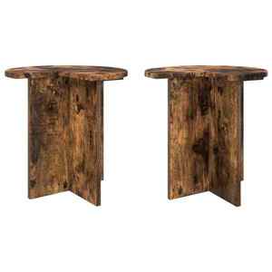 vidaXL Masă laterală 2 pcs Stejar fumuriu Ø 39 x 38 cm Lemn prelucrat imagine
