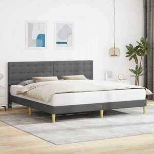 vidaXL Cadru de pat cu headboard Gri închis 180 x 200 cm Țesătură imagine
