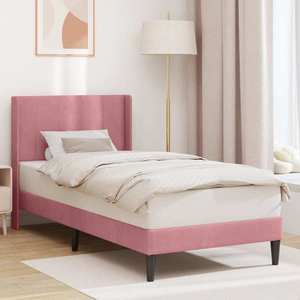 vidaXL Cadru de pat cu headboard Roz 90 x 190 cm Catifea imagine