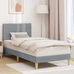 vidaXL Cadru de pat cu headboard Gri deschis 90 x 200 cm Țesătură imagine