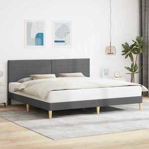 vidaXL Cadru de pat cu headboard Gri închis 180 x 200 cm Țesătură imagine