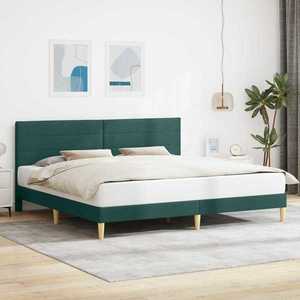 vidaXL Cadru de pat cu headboard Verde închis 180 x 200 cm Țesătură imagine
