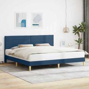 vidaXL Cadru de pat cu headboard albastru 180 x 200 cm Țesătură imagine