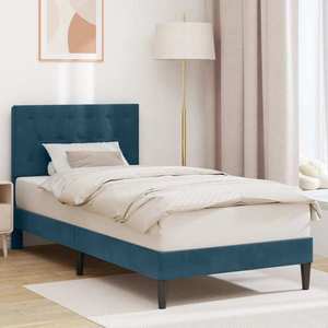 vidaXL Cadru de pat cu headboard albastru 80 x 200 cm Catifea imagine