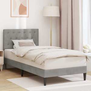 vidaXL Cadru de pat cu headboard Gri deschis 90 x 200 cm Catifea imagine