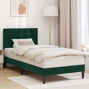 vidaXL Cadru de pat cu headboard Verde închis 90 x 200 cm Catifea imagine