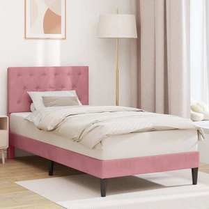 vidaXL Cadru de pat cu headboard Roz 100 x 200 cm Catifea imagine