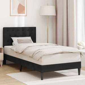 vidaXL Cadru de pat cu headboard Negru 100 x 200 cm Catifea imagine