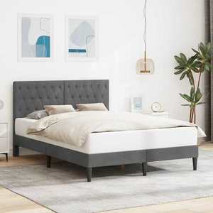 vidaXL Cadru de pat cu headboard Gri închis 140 x 190 cm Catifea imagine