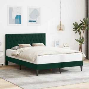 vidaXL Cadru de pat cu headboard Verde închis 140 x 190 cm Catifea imagine