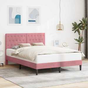 vidaXL Cadru de pat cu headboard Roz 160 x 200 cm Catifea imagine